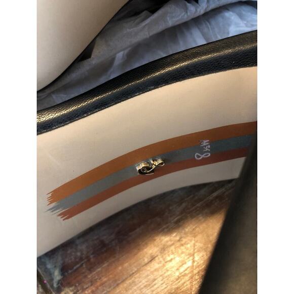 Sam Edelman Yaro Sandals Leather Ankle Strap Chunky Block Heels Black NWT Sz 8.5 - Picture 9 of 11